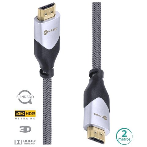 Cabo Hdmi 2.0 4k Ultra Hd 3d Conexao Ethernet Blindado em Nylon 2 Metros - H20b-2