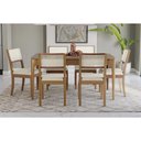 Ver imagem 1 de Mesa Cozinha Mira Premium Madeira Maciça C/ Tampo Madeirado C/ Vidro 160x90cm e 6 Cadeiras Lola
