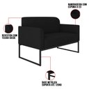 Ver imagem 3 de Poltrona Namoradeira 2 Lugares Base Industrial Preta Maressa S07 Suede Preto - Ibiza