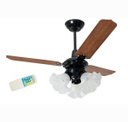 Ver imagem 1 de Ventilador de Teto 3 Lâmpadas Tulipa Loren Sid Preto com Controle Remoto - 220V
