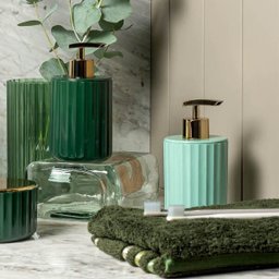 Conjunto 5 Peças Groove De Acessórios De Banheiro Lavabo Ou Verde Menta Fechado - 3