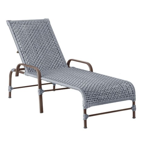 Espreguiçadeira Catar Corda Náutica Piscina Jardim Alumínio Prata