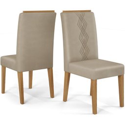 Conj Sala Jantar 170x90 Kiyas Carv Nob Off White Veludo Kraft DJ Moveis - 8