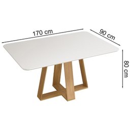 Conj Sala Jantar 170x90 Kiyas Carv Nob Off White Veludo Kraft DJ Moveis - 3