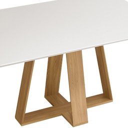 Conj Sala Jantar 170x90 Kiyas Carv Nob Off White Veludo Kraft DJ Moveis - 7