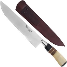 Faca e Chaira para Churrasco Aço Inox 8" Cabo de Osso Madeira - 3