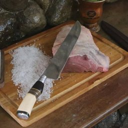 Faca e Chaira para Churrasco Aço Inox 8" Cabo de Osso Madeira - 4