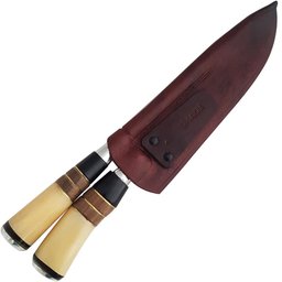 Faca e Chaira para Churrasco Aço Inox 8" Cabo de Osso Madeira - 5