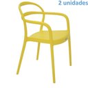 Ver imagem 2 de Kit 2 Cadeiras Plastica Monobloco com Bracos Sissi Amarela Tramontina