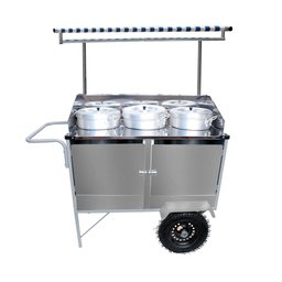 Carrinho Caldos e Sopa Branco com 3 Caldeirões e Rodas Pneumáticas - 1