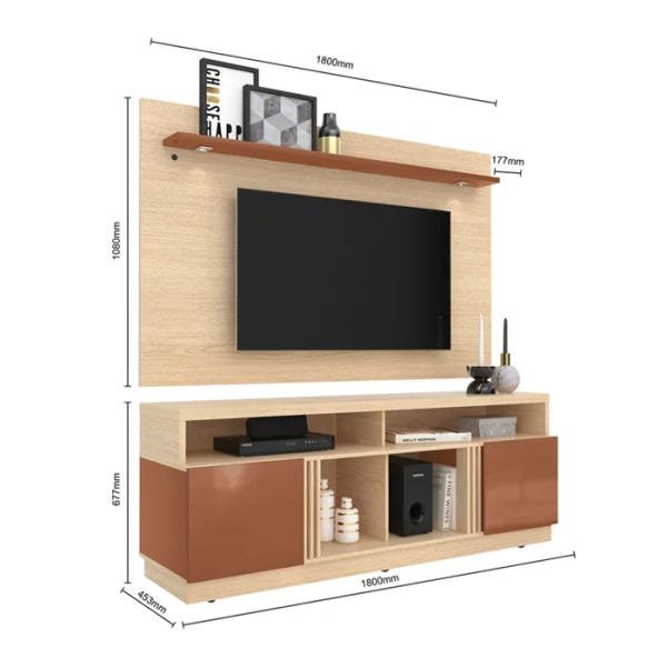 Bancada e Painel Itapuã para TV até 65 Polegadas Carvalho Bianco ...