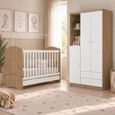 Ver imagem 1 de Jogo de Quarto Infantil Bala de Menta com Guarda Roupa e Berço 3 Portas 2 Gavetas MDF e MDP Rú
