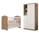 Ver imagem 3 de Jogo de Quarto Infantil Bala de Menta com Guarda Roupa e Berço 3 Portas 2 Gavetas MDF e MDP Rú