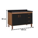 Ver imagem 5 de Gabinete de Cozinha 144cm com 2 Portas e 3 Gavetas Balcão:Avelato/Preto