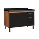 Ver imagem 1 de Gabinete de Cozinha 144cm com 2 Portas e 3 Gavetas Balcão:Avelato/Preto