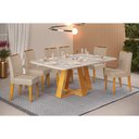 Ver imagem 1 de Conjunto: Mesa Sala Jantar Celeste C/ Tampo Madeirado Retangular 170x90cm e 6 Cadeiras Julia Cedro/
