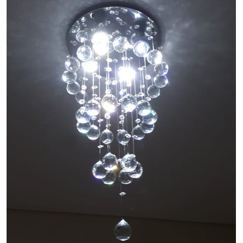 Lustre com Legítimos Cristais k9 ,Para Sala de Jantar/Estar Base de Inox Espelhado com 80cm de Altur