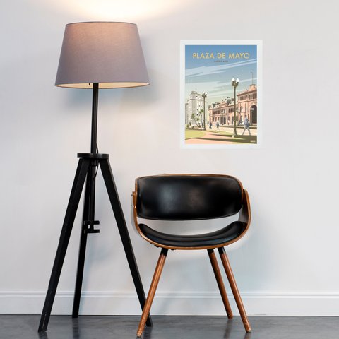 Quadro Decorativo Plaza de Mayo Buenos Aires 24x18cm - com Vidro:moldura Branca