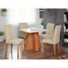Conjunto de Mesa de Jantar Tampo de Vidro Larissa com 4 Cadeiras Maia Linho Bege Gengibre - 1