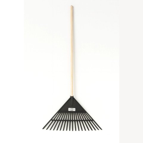 Kit 6 Vassoura Jardim Plástica Preta 22 Dentes com Cabo