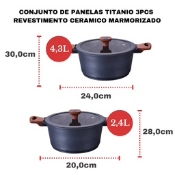 Jogo de Panelas Cerâmica Antiaderente Titanium 3 Peças Mta - 2