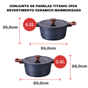 Ver imagem 2 de Jogo de Panelas Cerâmica Antiaderente Titanium 3 Peças Mta