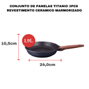 Ver imagem 3 de Jogo de Panelas Cerâmica Antiaderente Titanium 3 Peças Mta