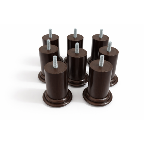 Pés para Cama Box Bau e Moveis em Geral com 8cm de Altura Marrom Kit com 8 Unidades