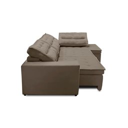 Sofá de Canto Retrátil e Reclinável com Molas LD 3,00x2,00m Viviane Suede Capuccino Madelina - 4