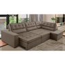 Sofá de Canto Retrátil e Reclinável com Molas LD 3,00x2,00m Viviane Suede Capuccino Madelina - 1