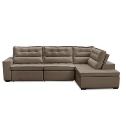 Sofá de Canto Retrátil e Reclinável com Molas LD 3,00x2,00m Viviane Suede Capuccino Madelina - 3