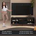 Ver imagem 5 de Rack com Painel para Tv até 65 Polegadas com Pés Preto Detroit Madesa
