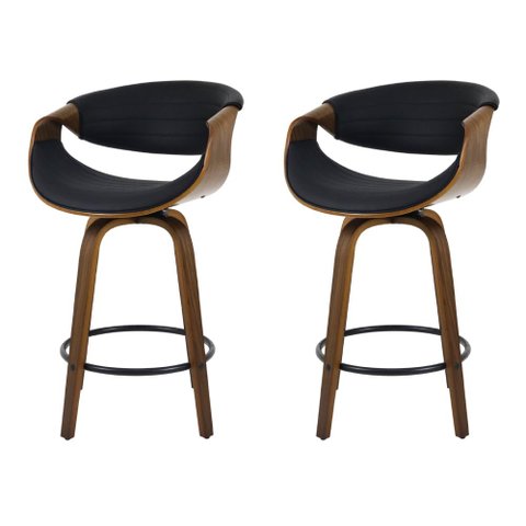 Kit 2 Banquetas Nicole Giratória com Assento em Madeira Laminada e Apoio para Pés