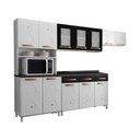 Ver imagem 7 de Cozinha Completa Modulada de Aço 4 Peças com Vidros e Balcão Multimóveis Cr20353 Branco-preto