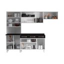 Ver imagem 5 de Cozinha Completa Modulada de Aço 4 Peças com Vidros e Balcão Multimóveis Cr20353 Branco-preto
