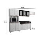 Ver imagem 4 de Cozinha Completa Modulada de Aço 4 Peças com Vidros e Balcão Multimóveis Cr20353 Branco-preto
