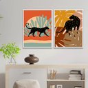 Ver imagem 2 de Kit 2 Quadros Decorativos Boho - Leopardos 24x18cm - com Vidro:moldura Branca
