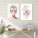 Ver imagem 2 de Kit 2 Quadros Decorativos Brigitte Bardot 45x34cm - com vidro:Madeira preta