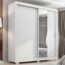 Ver imagem 2 de Guarda Roupa Casal 2 Portas de Correr com Espelho Titan 196 cm Branco Absoluto Zanz