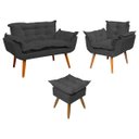 Ver imagem 2 de Kit Namoradeira Poltrona e Puff Decorativo para Sala Manicure Consultório Alice Suede
