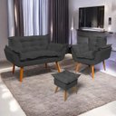 Ver imagem 1 de Kit Namoradeira Poltrona e Puff Decorativo para Sala Manicure Consultório Alice Suede