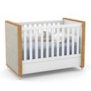 Ver imagem 2 de Jogo de Quarto Infantil Berço com Capitonê e Cômoda Tutto New Branco Soft/freijó - Matic Móveis