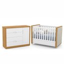 Ver imagem 1 de Jogo de Quarto Infantil Berço com Capitonê e Cômoda Tutto New Branco Soft/freijó - Matic Móveis