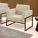 Ver imagem 2 de Poltrona Base Industrial Alta Preto Marisa Suede D03 - D’Rossi Bege
