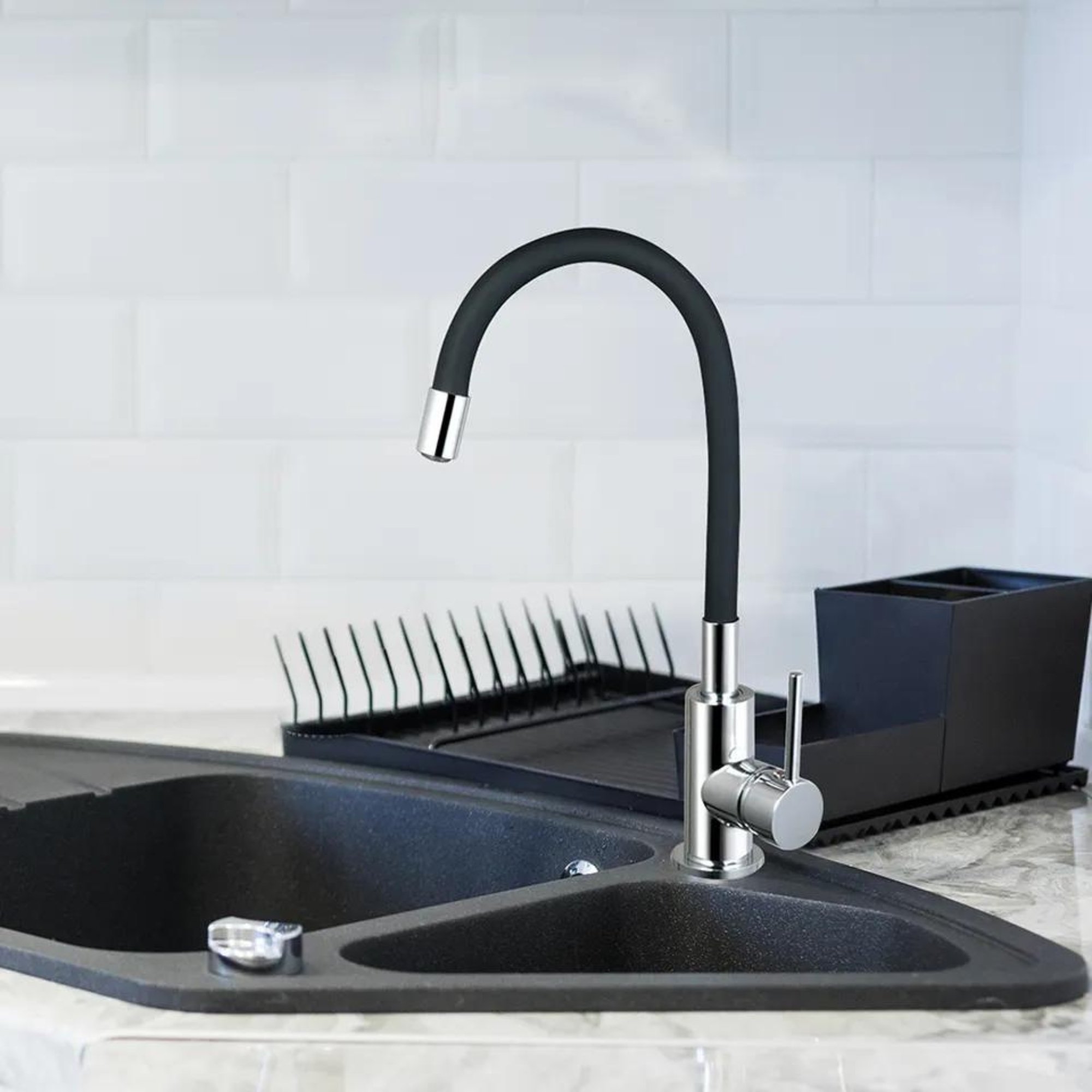 Torneira Cozinha Flexível Misturador Monocomando Gourmet, Preta, Luxo, Premium, Bancada, Pia, Alto P - 2
