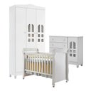 Ver imagem 1 de Quarto de Bebê New Selena 3 Portas com Cômoda Selena e Berço Mirelle Branco Brilho – Carolina Móveis
