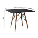 Ver imagem 3 de Conjunto de Mesa Eiffel Quadrado Tampo de Madeira 90cm Preto com 4 Cadeiras Katrina Preto