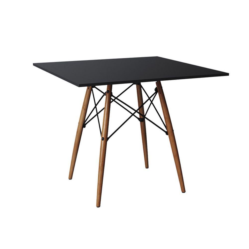 Conjunto de Mesa Eiffel Quadrado Tampo de Madeira 90cm Preto com 4 Cadeiras Katrina Preto - 5