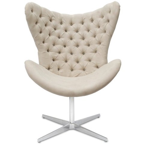Poltrona Egg Slim Suede Nude Capitonê Brilho Base Giratória