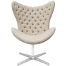 Poltrona Egg Slim Suede Nude Capitonê Brilho Base Giratória - 1
